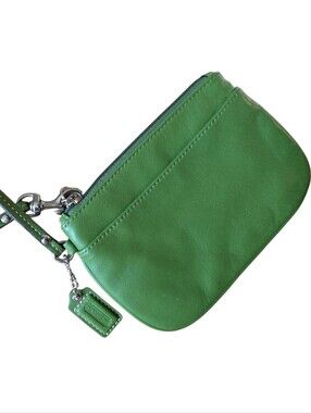 Coach Green Leather Wristlet Pouch
